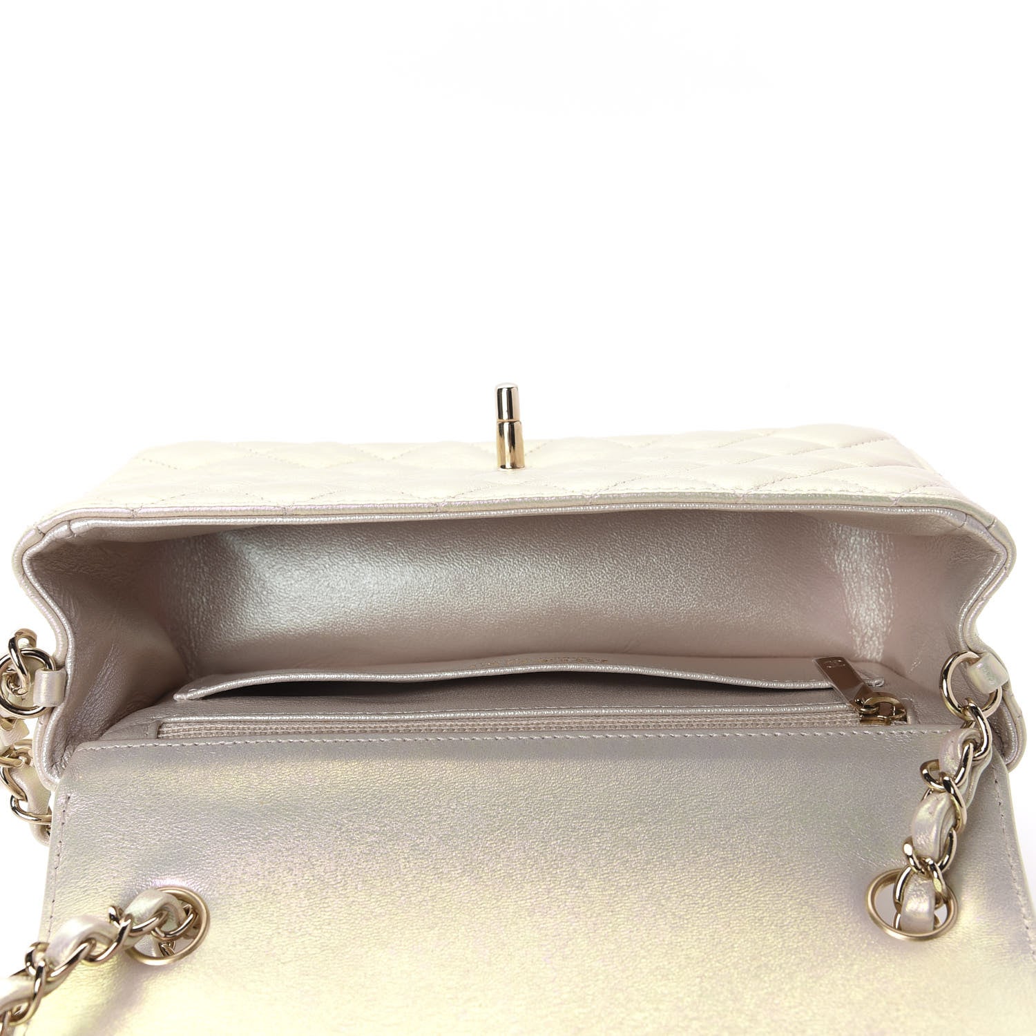 Chanel Iridescent Lambskin Quilted Mini Rectangular Flap Ivory 5 of 11