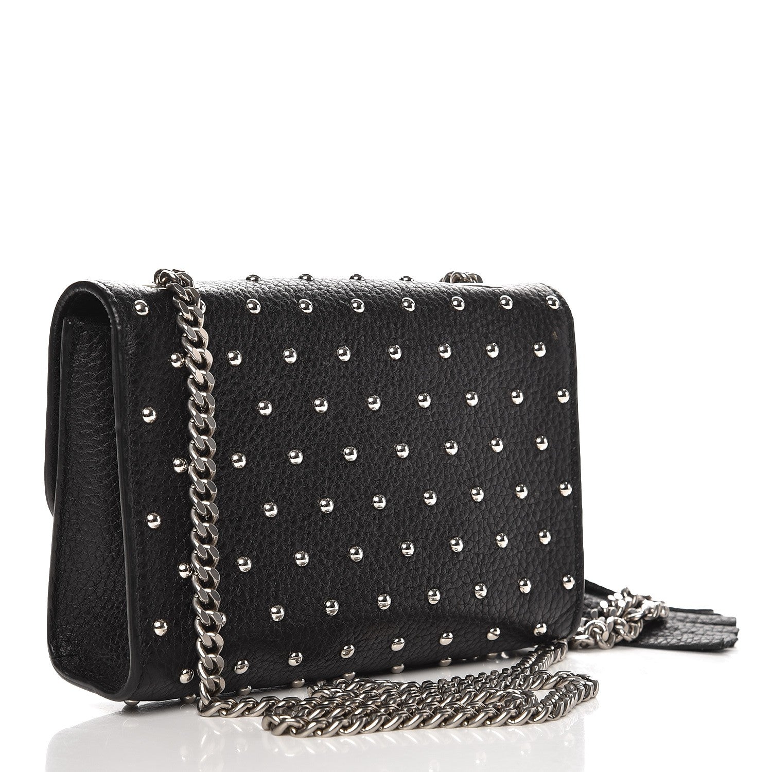 Gucci Calfskin Small Studded Miss Bamboo Shoulder Bag Black 3 of 9