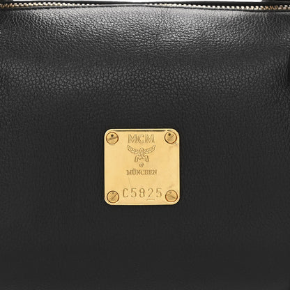 MCM Grained Calfskin Studded Heritage Barrel Bag Black 7 of 9