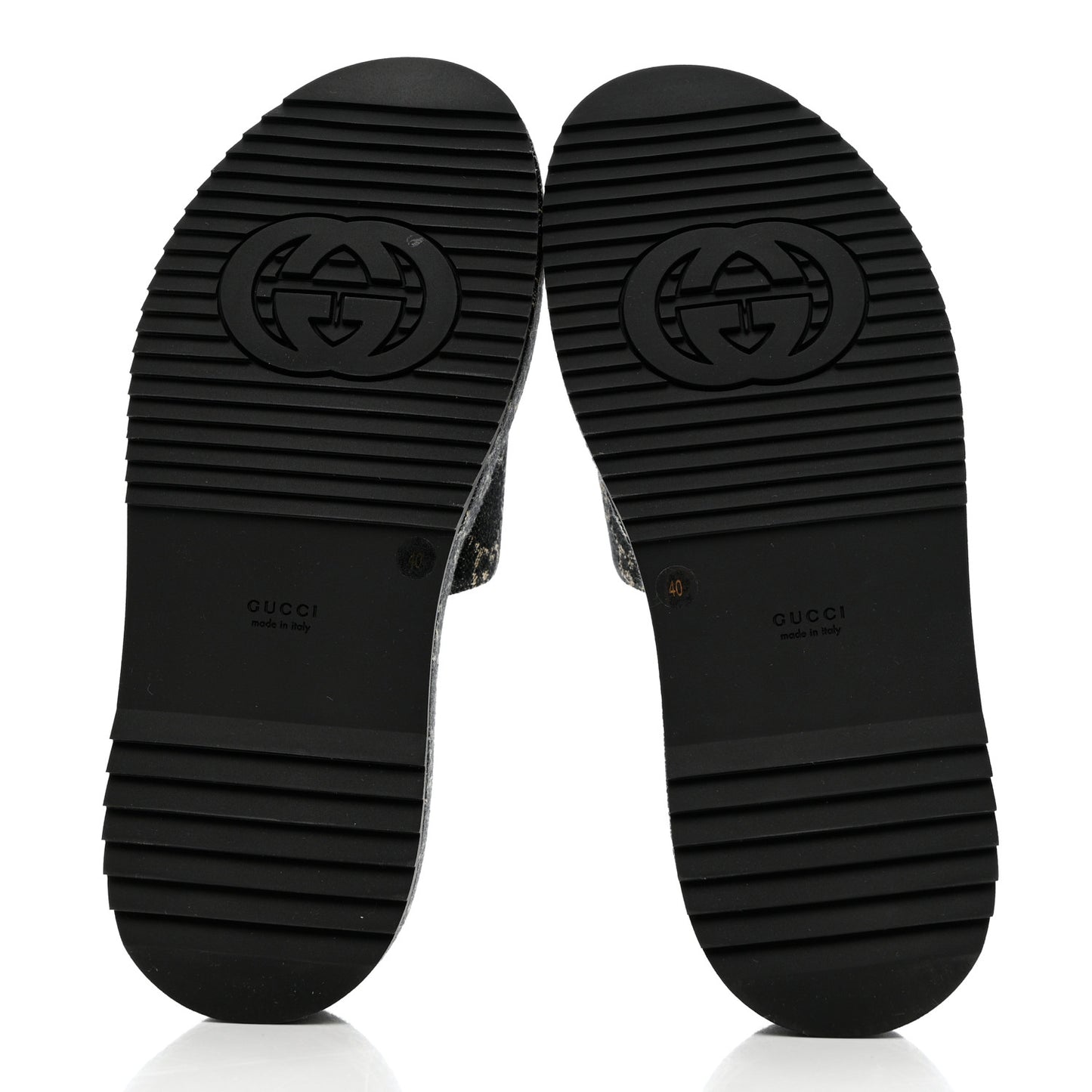Jacquard Black Denim GG Monogram Angelina Platform 55mm Slide Sandals 40 Black Ivory