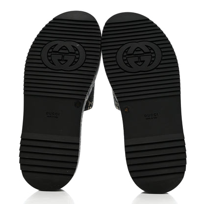 Gucci Jacquard Black Denim GG Monogram Angelina Platform 55mm Slide Sandals 40 Black Ivory 5 of 8
