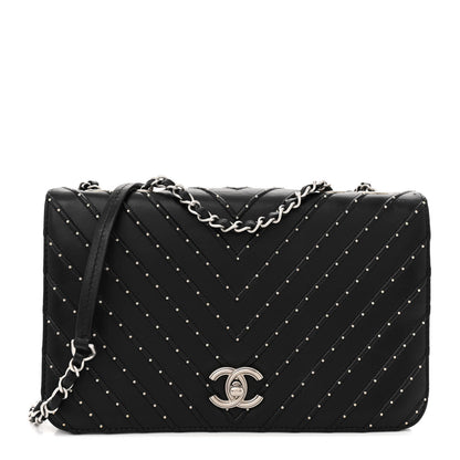 Chanel Calfskin Studded Chevron Quilted Flap Black 1 of 13