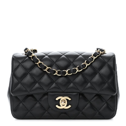 Chanel Lambskin Quilted Mini Rectangular Flap Black 1 of 12
