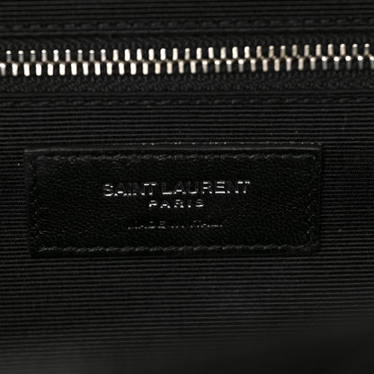 Saint Laurent Grain De Poudre Textured Mixed Matelasse Large Triquilt Monogram Satchel Black 6 of 8