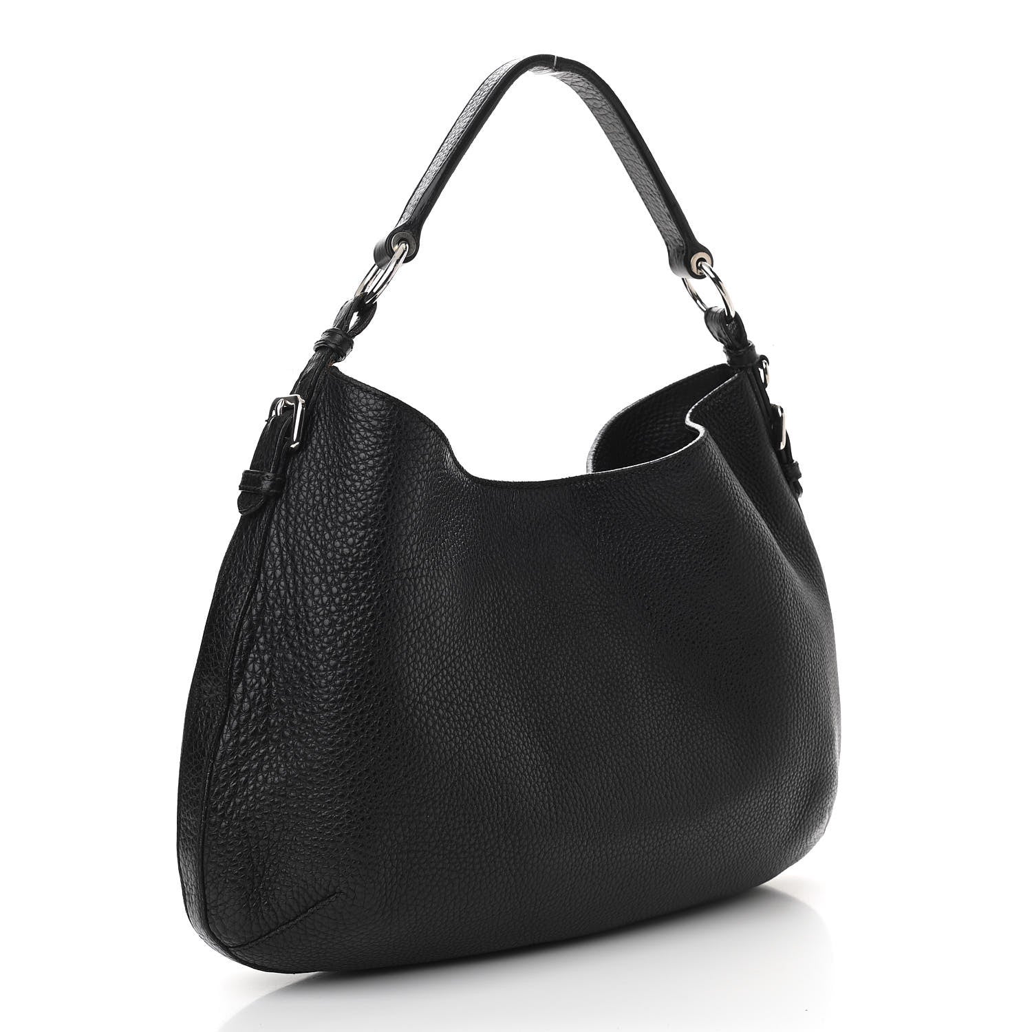 Prada Vitello Daino Embossed Logo Hobo Black 3 of 13