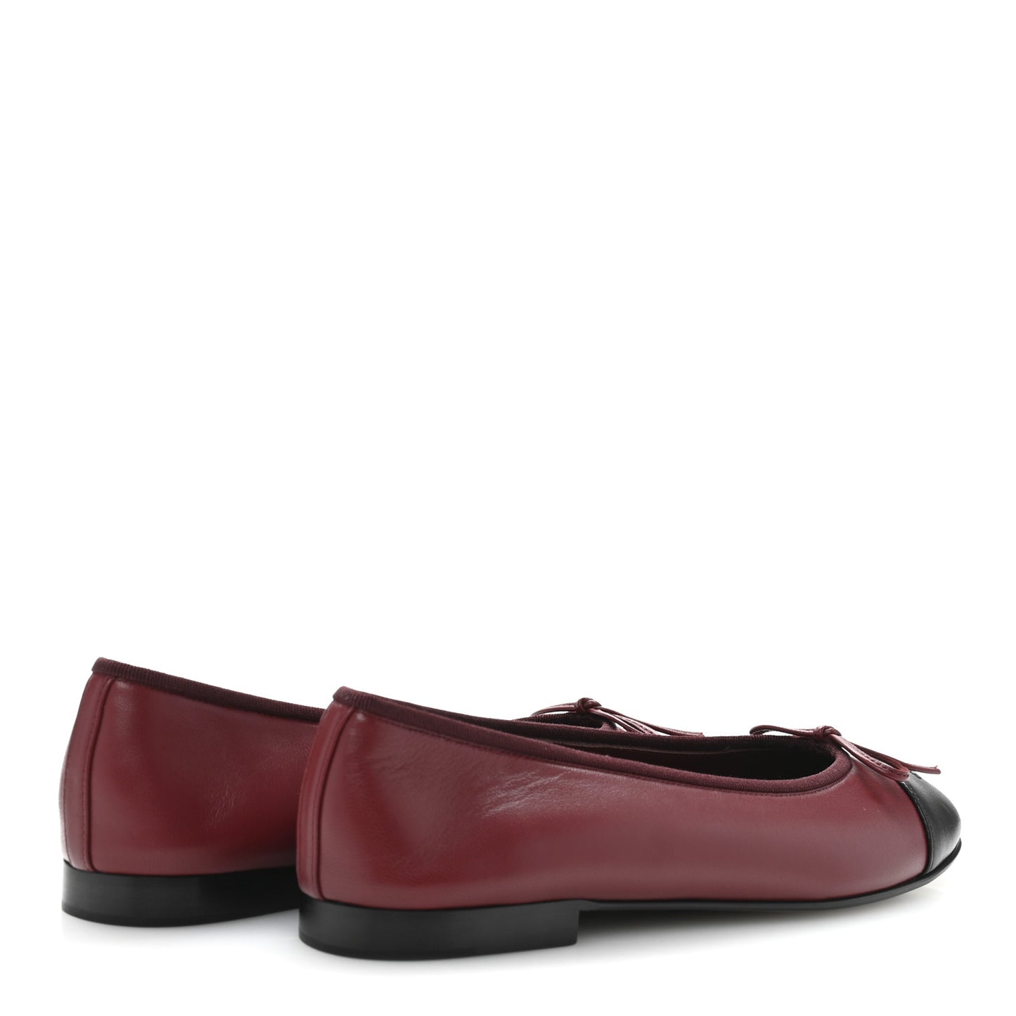 Lambskin Cap Toe CC Ballerina Flats 39 Burgundy Black