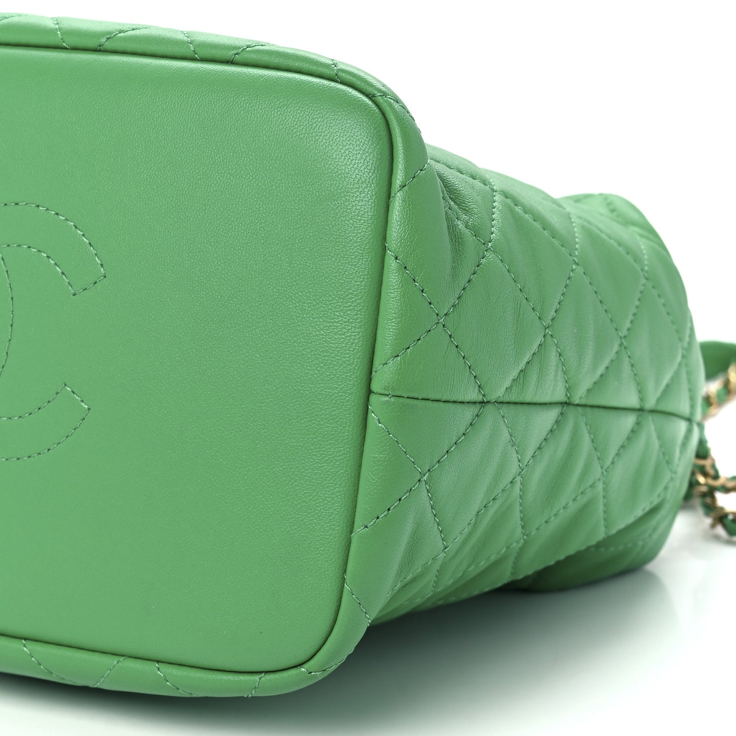Lambskin Quilted Large Perfect Meeting Hobo Green