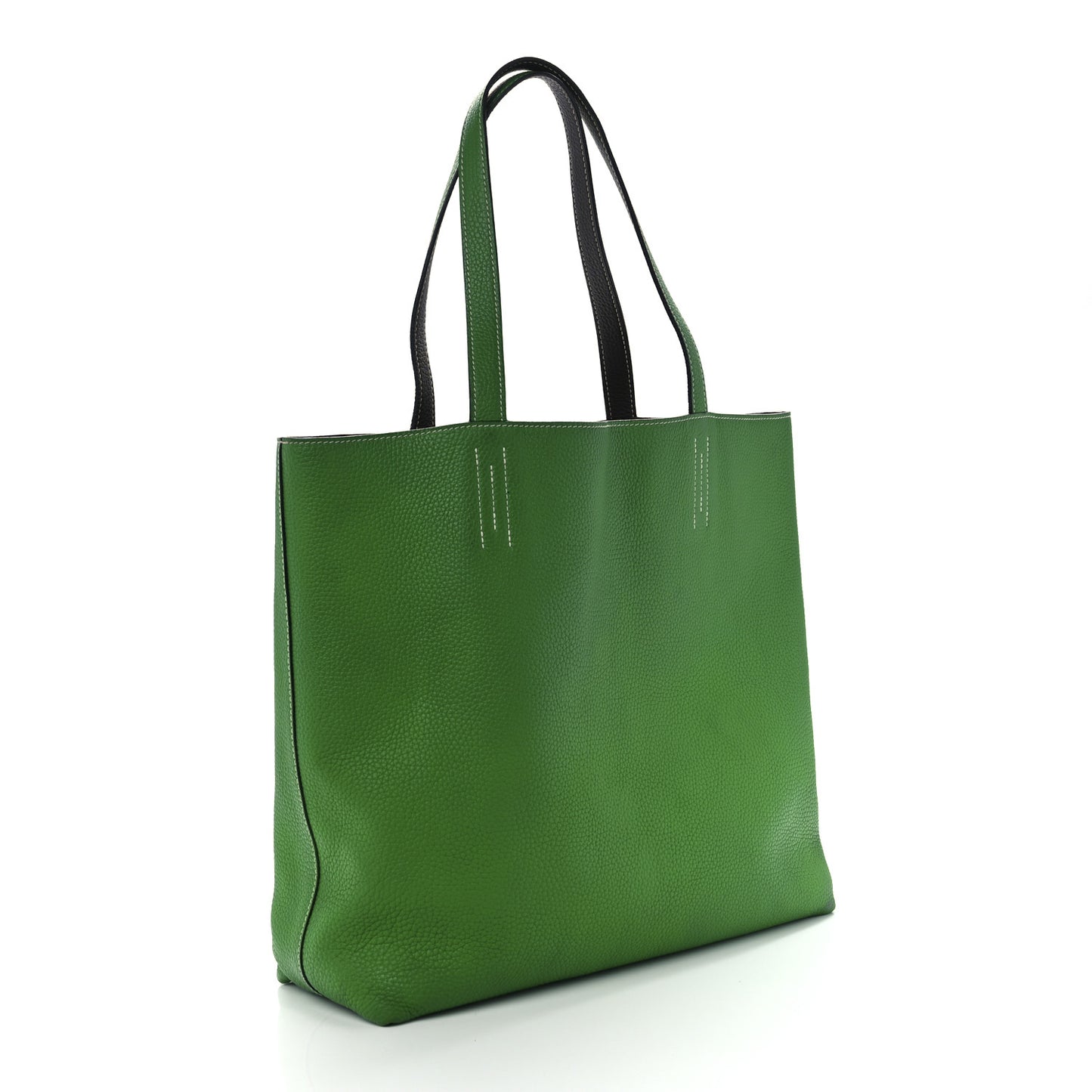 Taurillon Clemence Double Sens 45 Reversible Tote Bambou Vert Bronze
