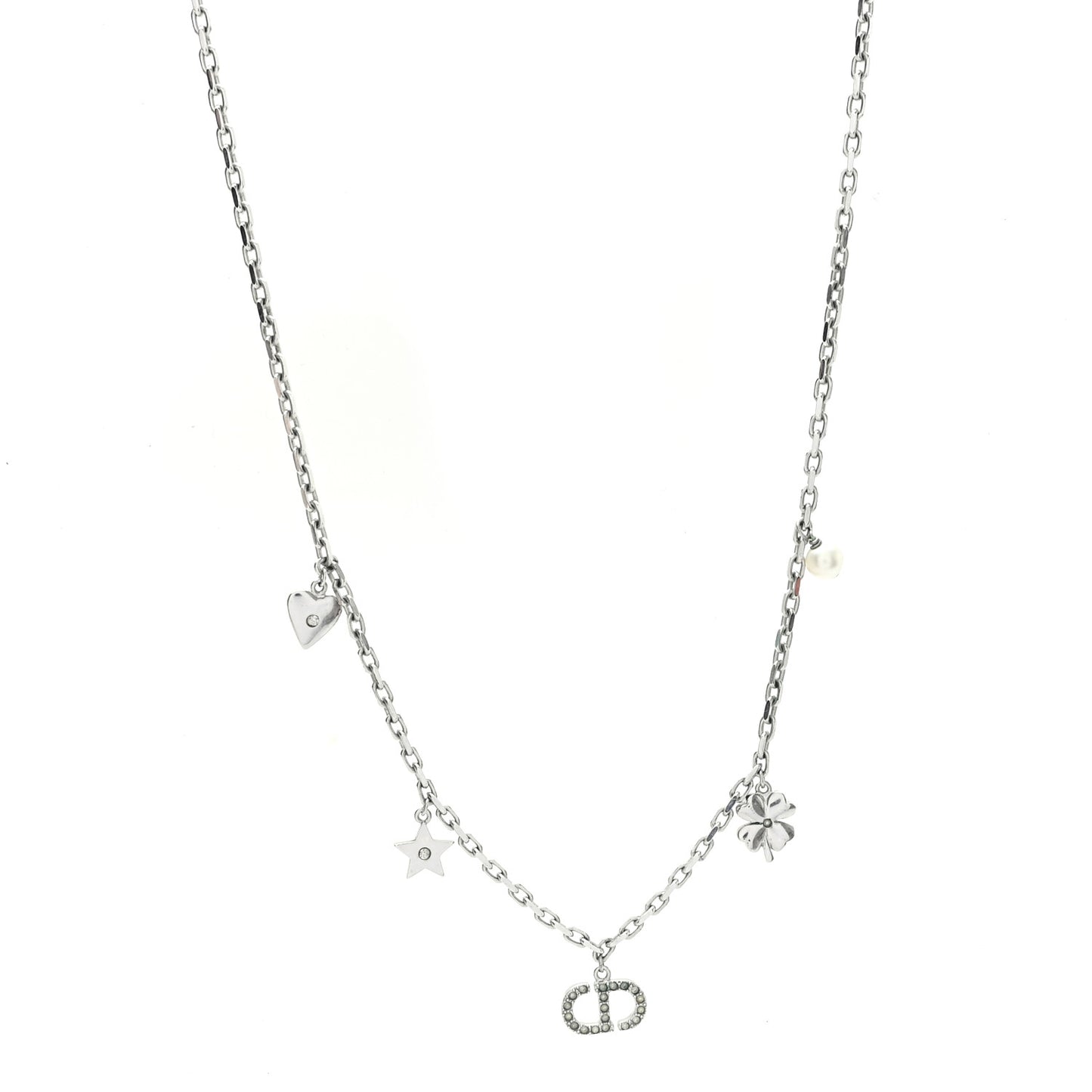 Crystal Petit CD Lucky Charms Necklace Silver