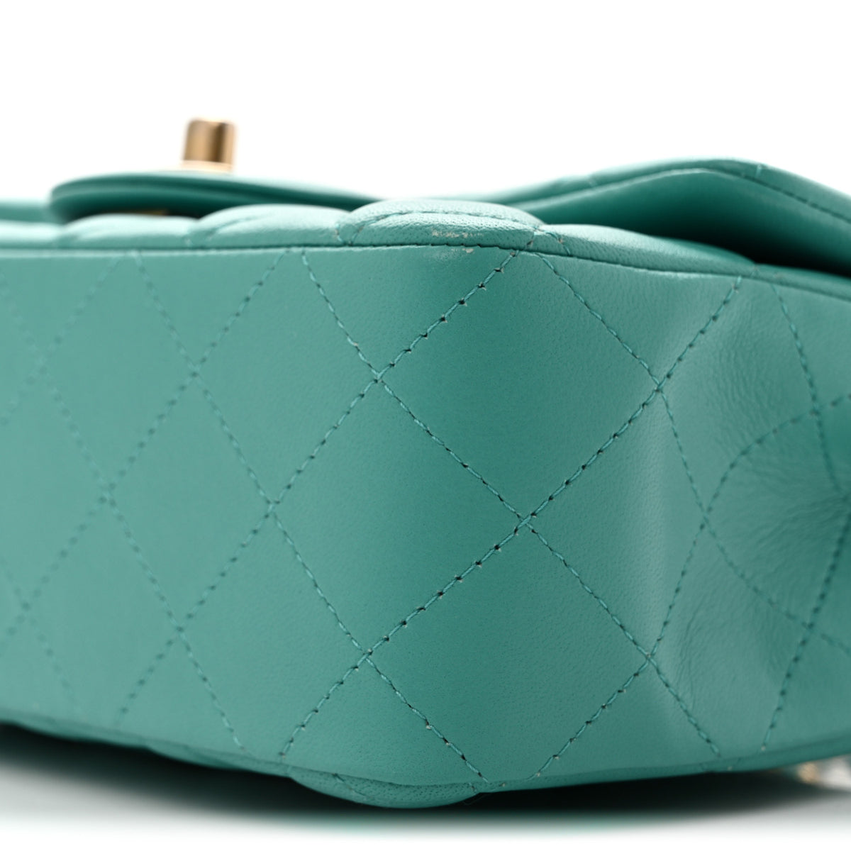 Lambskin Quilted Mini Rectangular Flap Turquoise