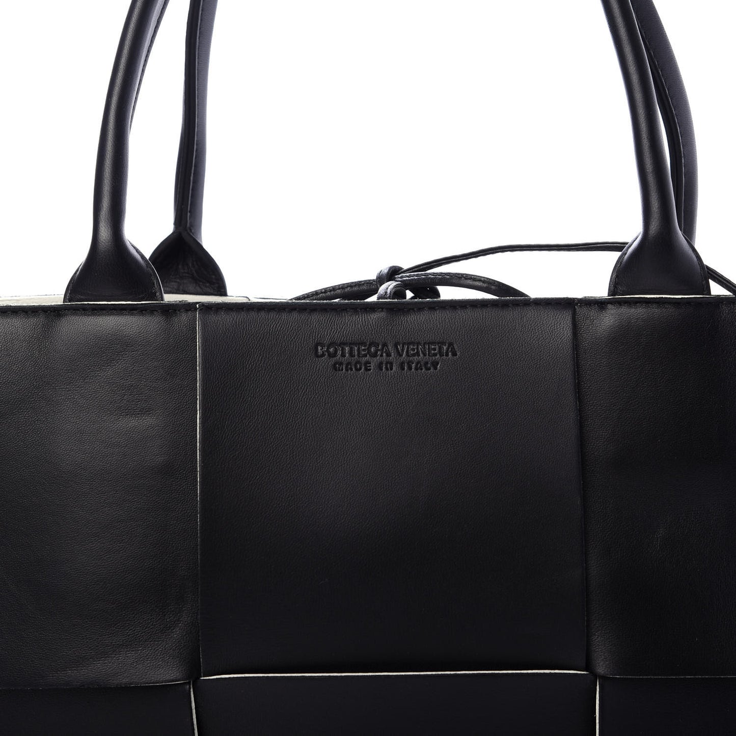 Nappa Maxi Intrecciato Arco Tote Black White