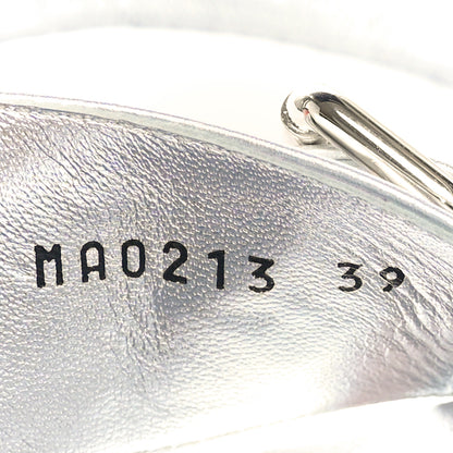 Louis Vuitton Metallic Calfskin Monogram Embossed Bom Dia Flat Mule Sandals 39 Silver 7 of 8