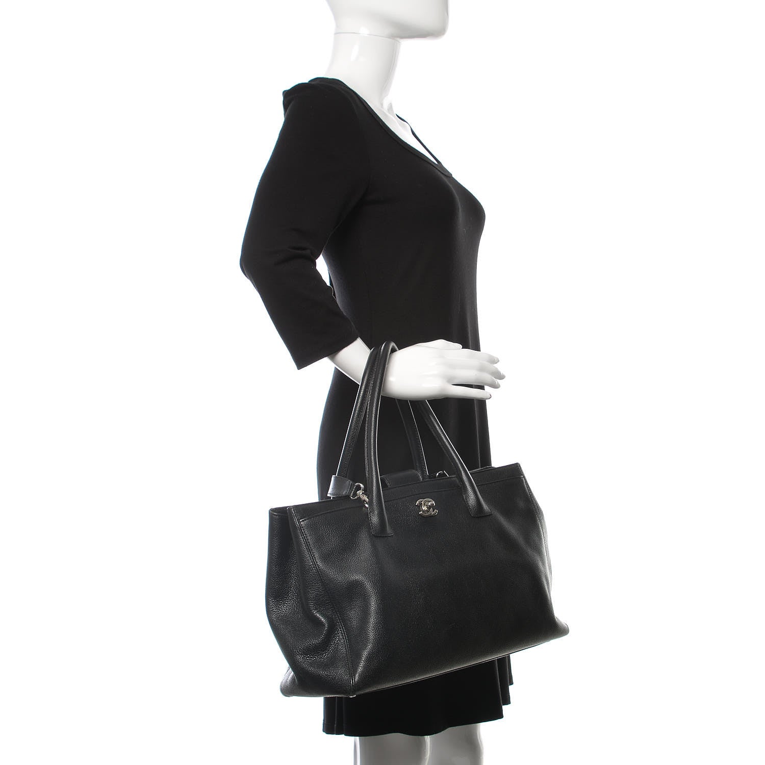 Chanel Calfskin Cerf Executive Shopper Tote Black 3 of 7