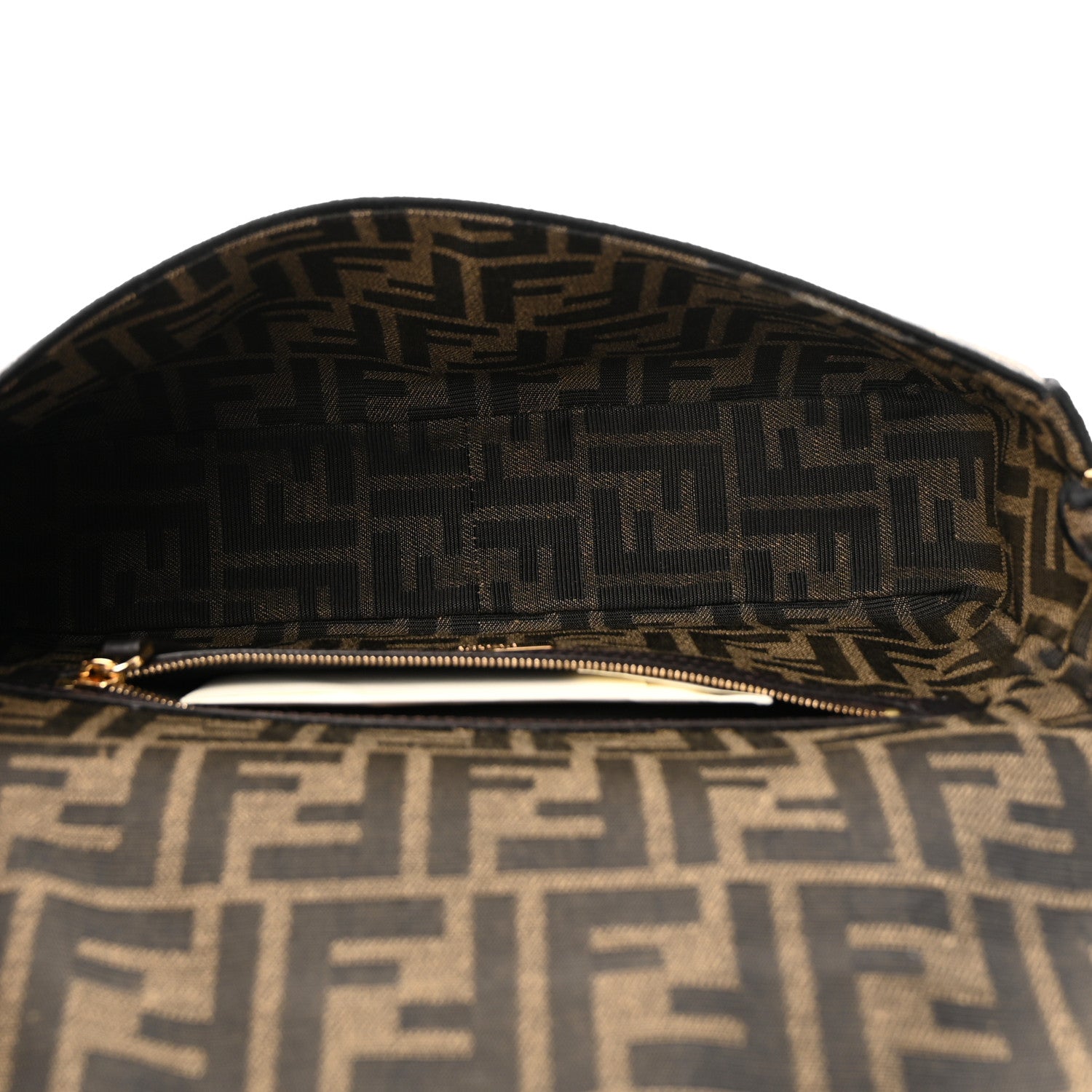 Fendi Fabric Jacquard FF 1974 Medium Baguette Tobacco Moro Black 5 of 9