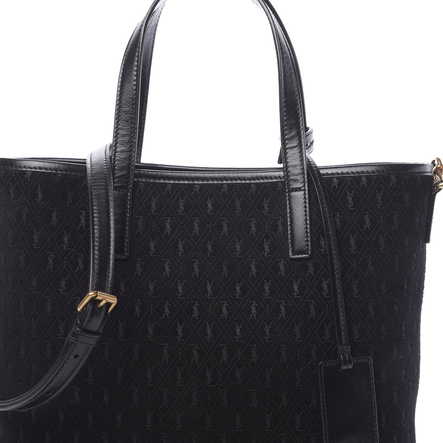 Suede Monogram Embossed Toy Shopping Bag Black