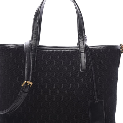 Saint Laurent Suede Monogram Embossed Toy Shopping Bag Black 7 of 9