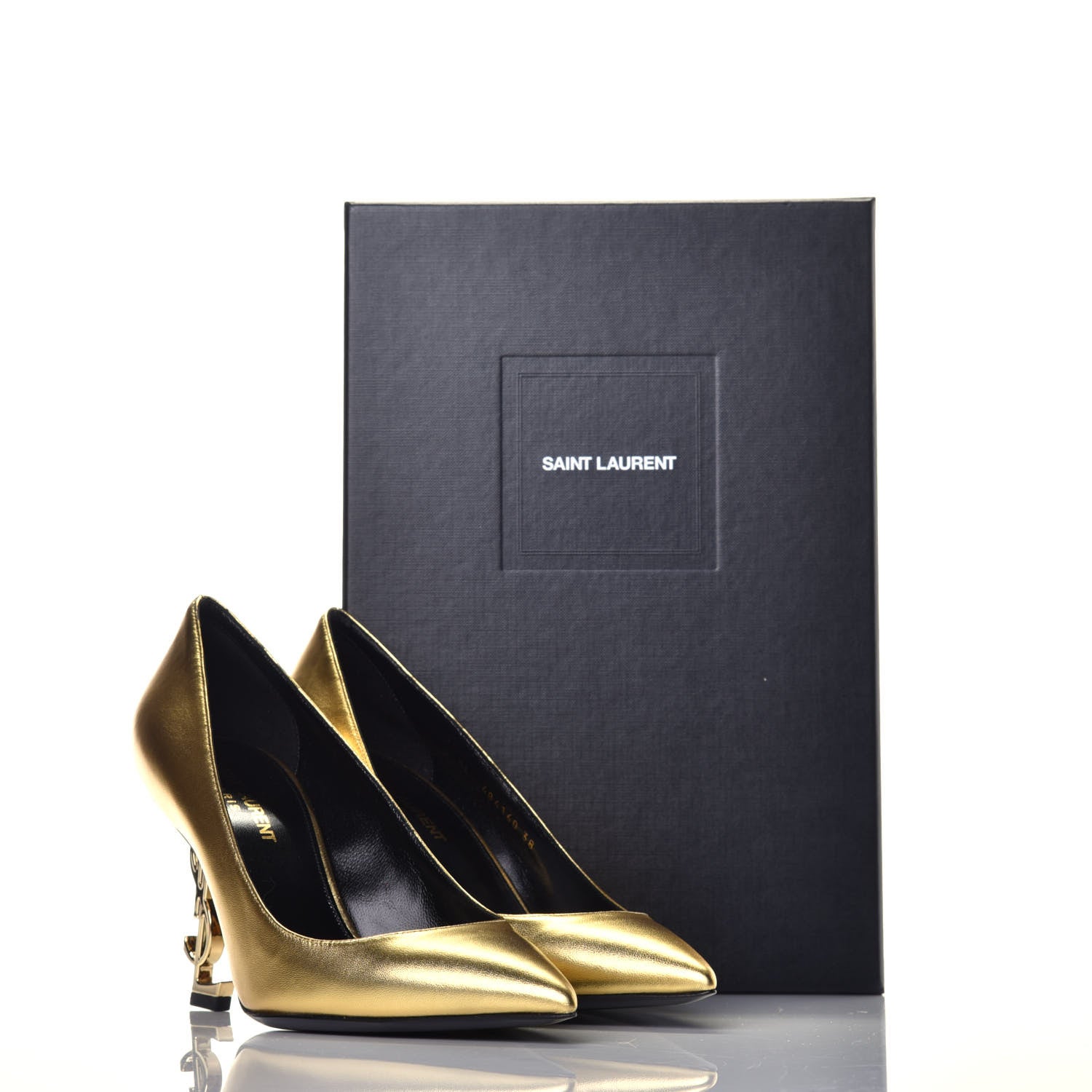Saint Laurent Calfskin Opyum 85 Pumps 38 Gold 9 of 9