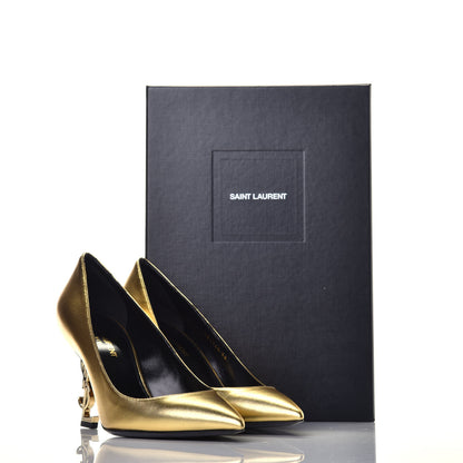 Saint Laurent Calfskin Opyum 85 Pumps 38 Gold 9 of 9