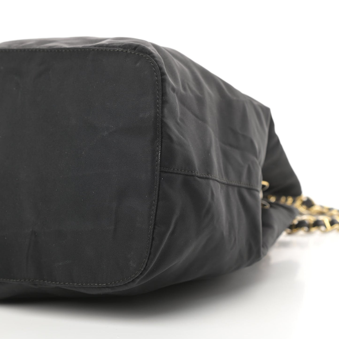 Nylon Tessuto Acciaio Chain Shoulder Bag Black