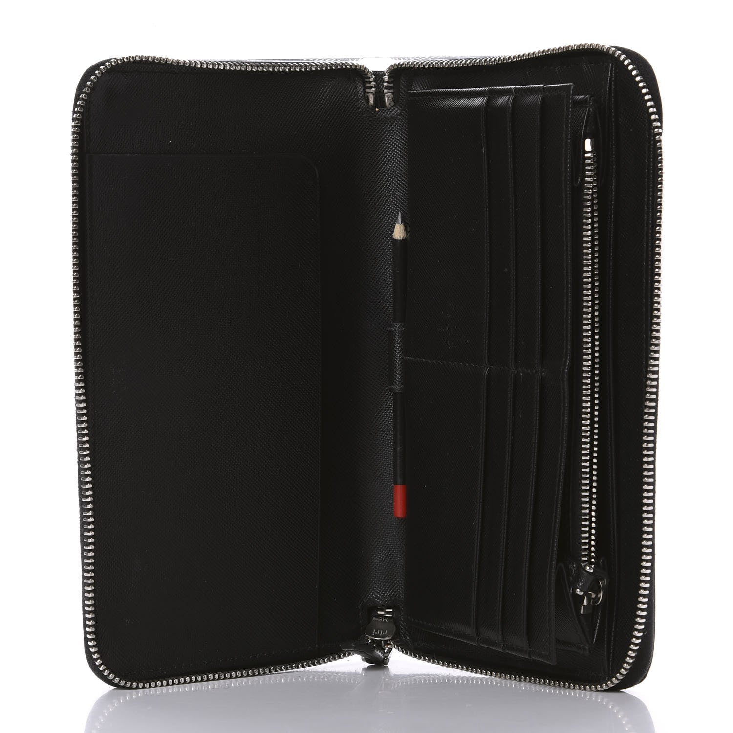 Prada Saffiano Large Zip Around Travel Wallet Black 5 of 6