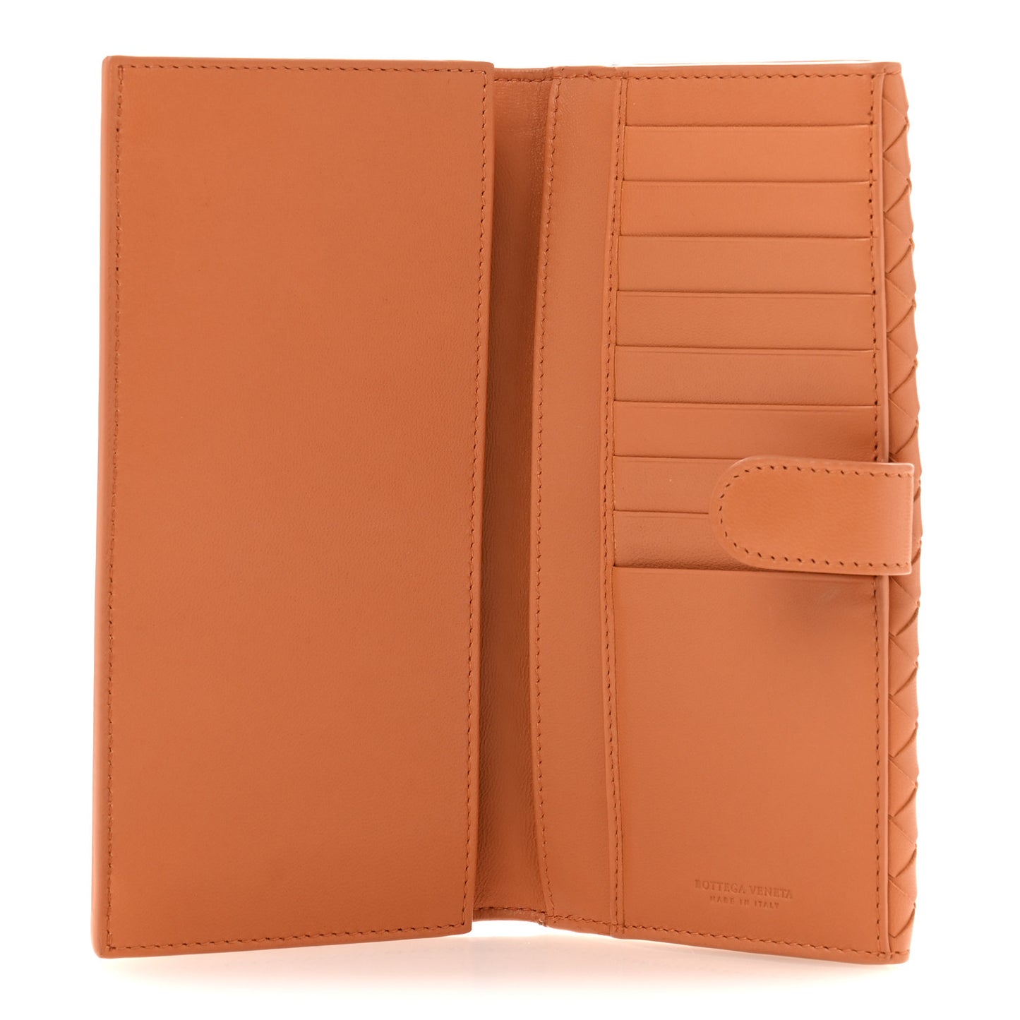 Nappa Intrecciato Continental Snap Wallet Tangerine
