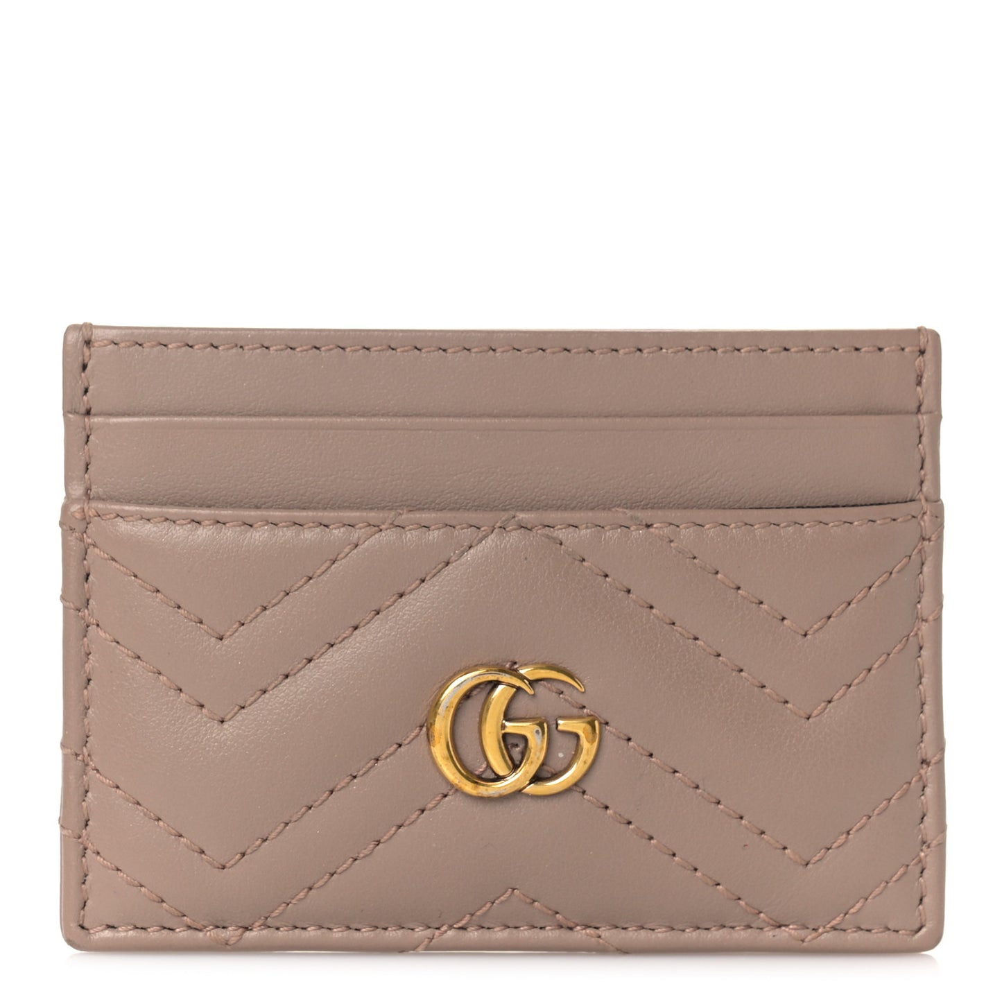 Calfskin Matelasse GG Marmont Card Holder Porcelain Rose