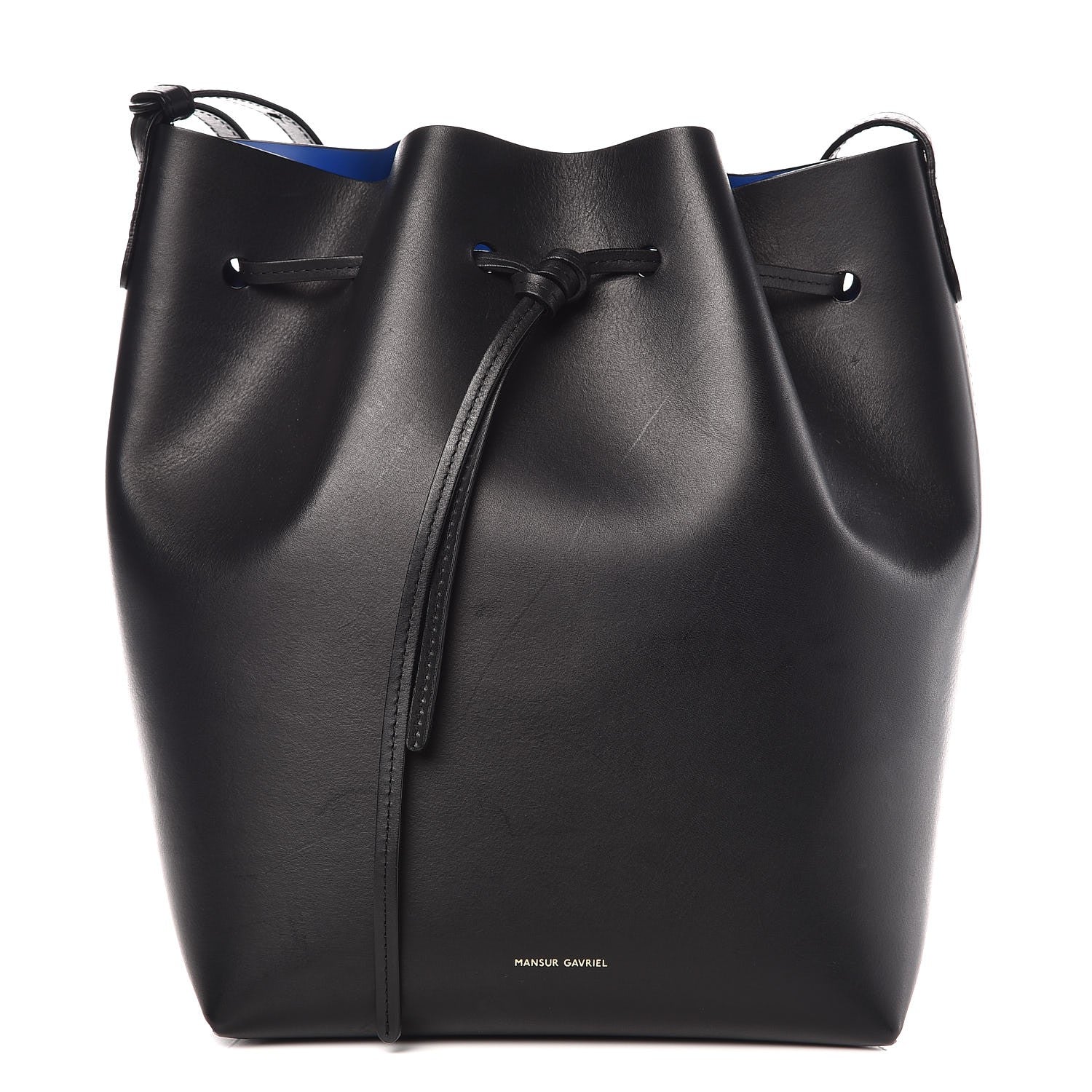 Mansur Gavriel Vegetable Tanned Calfskin Bucket Bag Black Royal 1 of 11