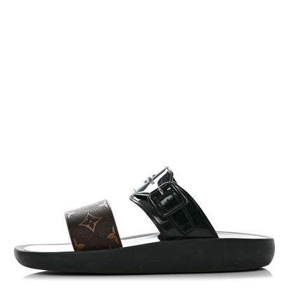 Louis Vuitton Monogram Sunbath Flat Mule Sandals 39 Black 1 of 8
