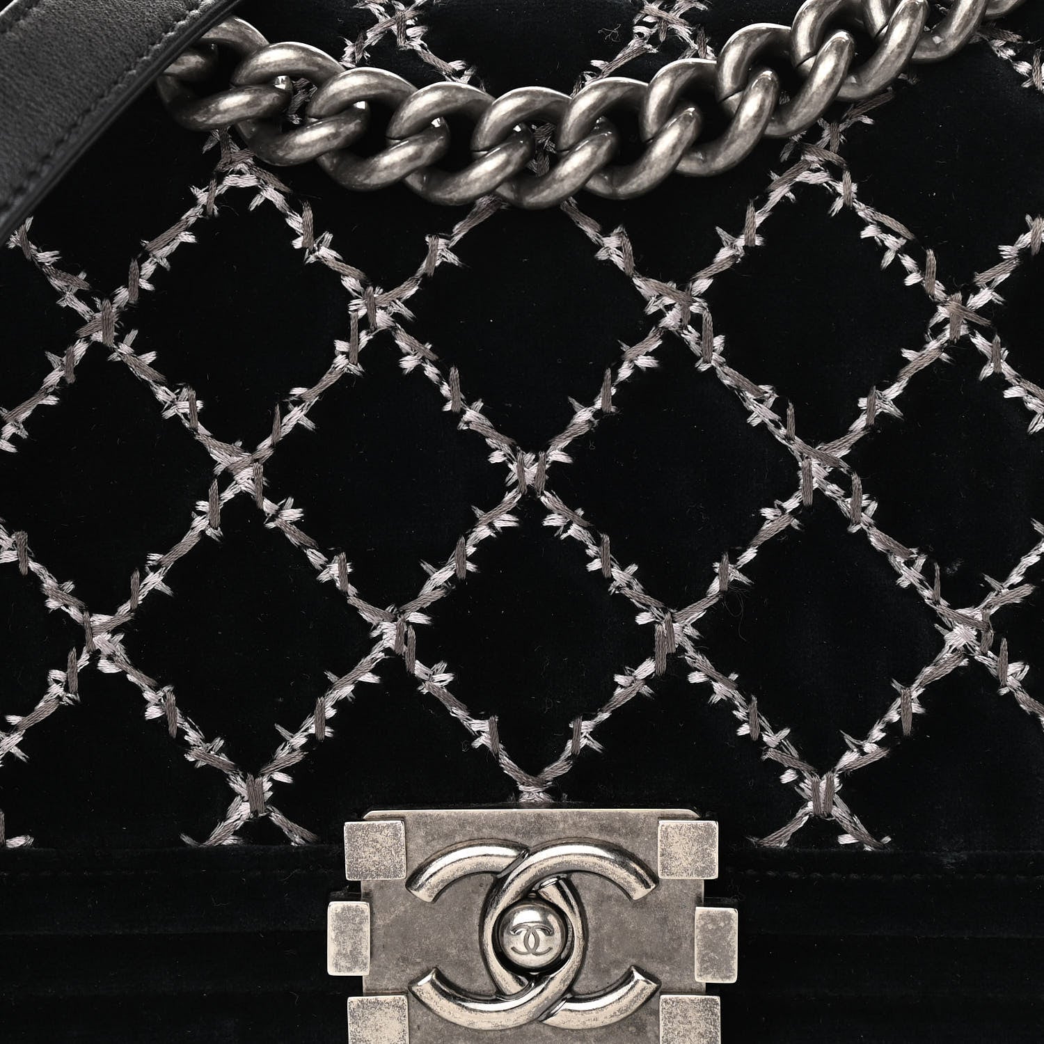 Chanel Velvet Quilted Medium Boy Flap Black 7 of 10