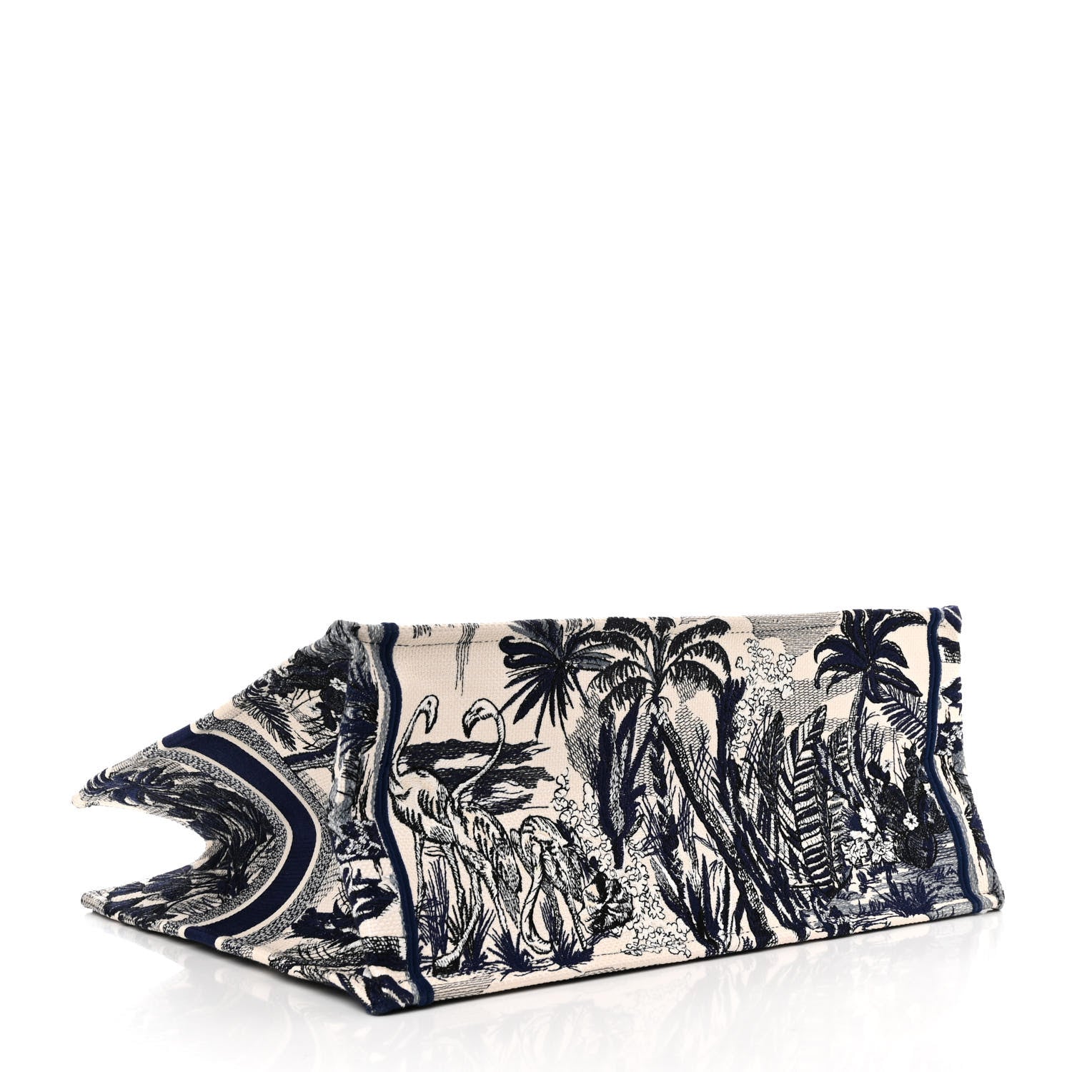 Christian Dior Canvas Embroidered Large Palm Tree Toile De Jouy Book Tote Blue 4 of 11