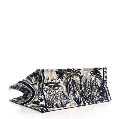 Christian Dior Canvas Embroidered Large Palm Tree Toile De Jouy Book Tote Blue 4 of 11