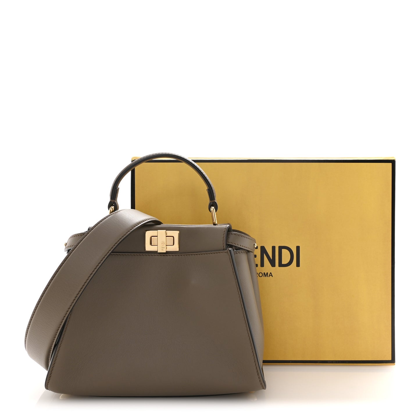 Vitello Seta Canvas FF Embroidered Mini Peekaboo Iconic Satchel Tartufo