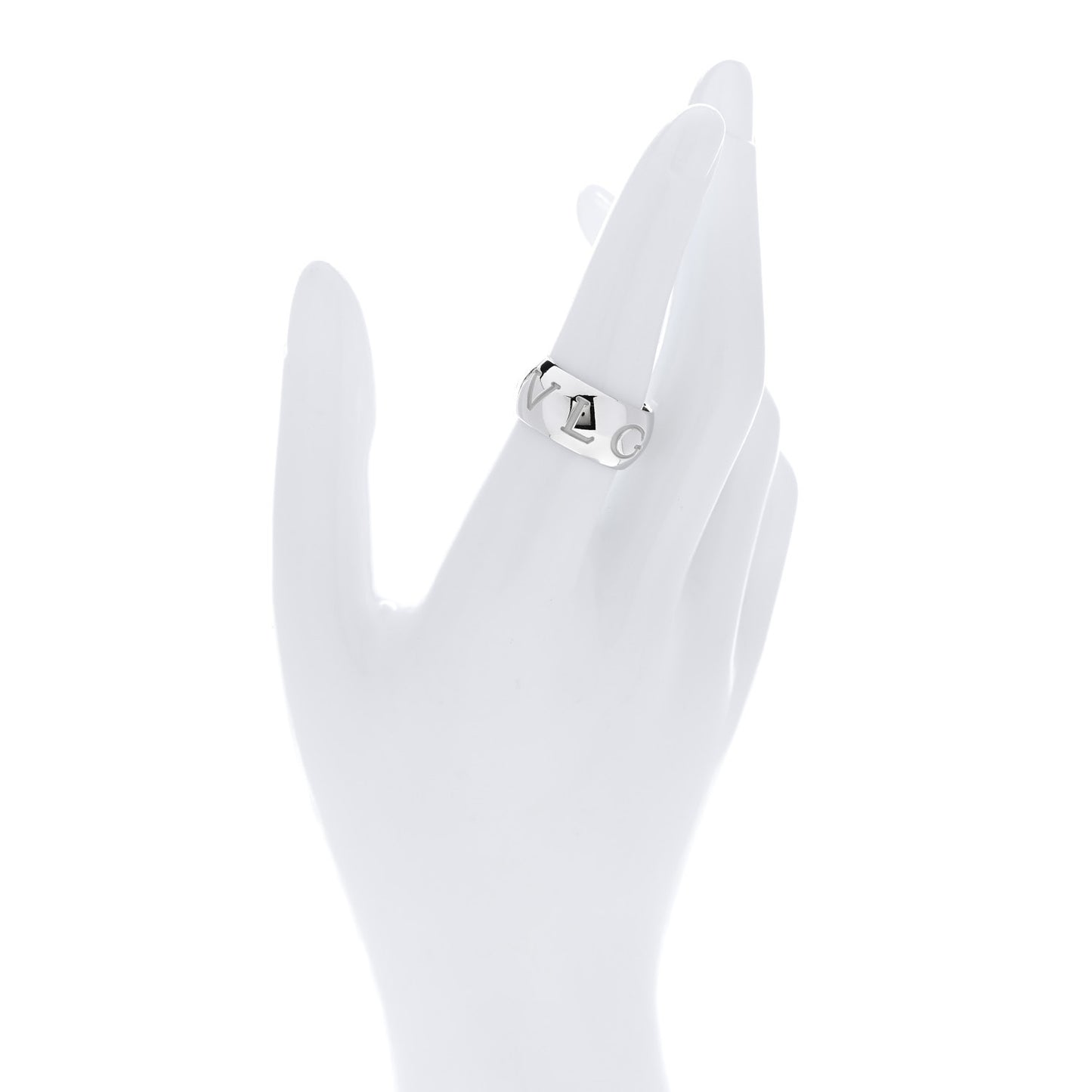 18K White Gold Monologo Band Ring 56 7.5
