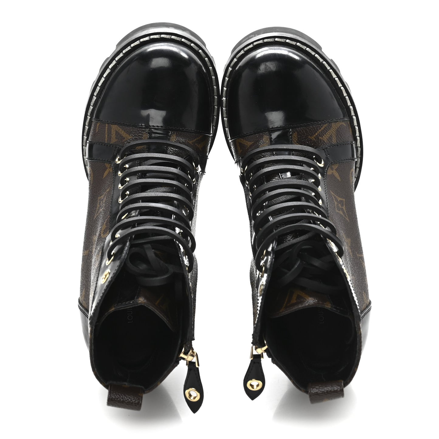 Patent Calfskin Monogram Star Trail Ankle Boots 36.5 Black