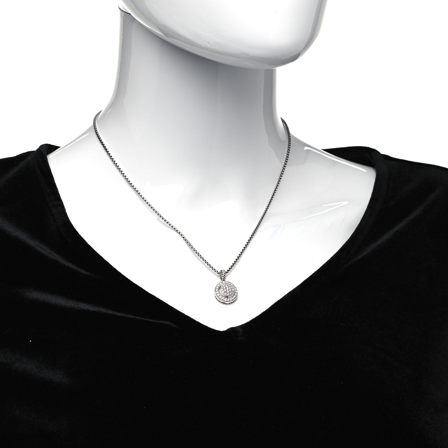 Sterling Silver Diamond 8mm Petite Round Necklace