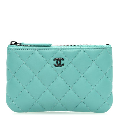 Chanel Lambskin Quilted Small Cosmetic Case Turquoise 1 of 12