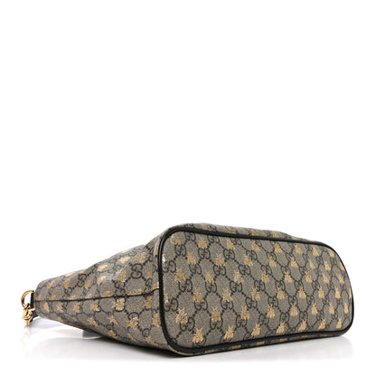 Gucci Soft GG Supreme Monogram Bees Small Crossbody Tote Beige Oro Black 4 of 10