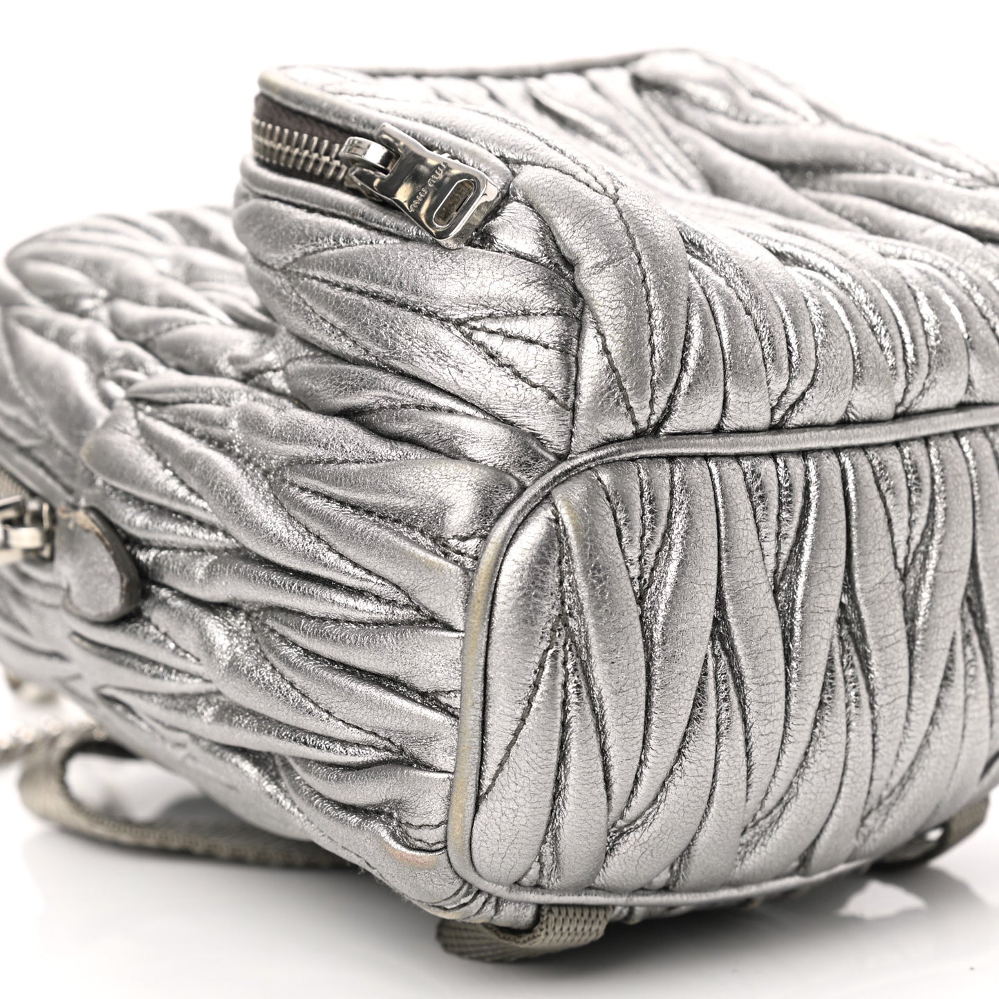 Metallic Nappa Matelasse Lux Mini Backpack Cromo