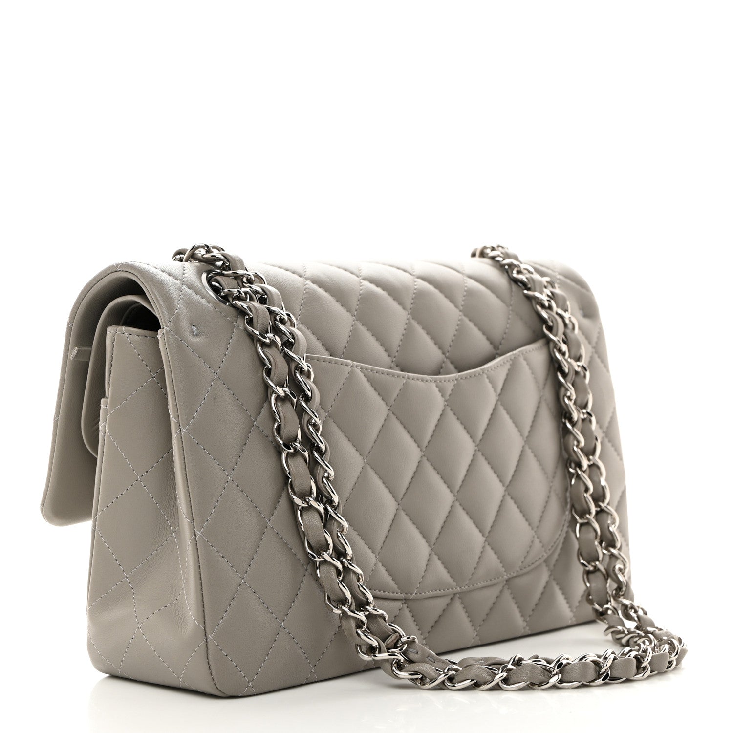 Chanel Lambskin Quilted Medium Double Flap Grey 2 of 9