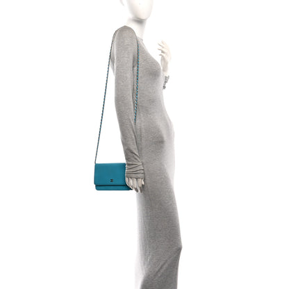 Chanel Lizard Wallet on Chain WOC Turquoise 2 of 10