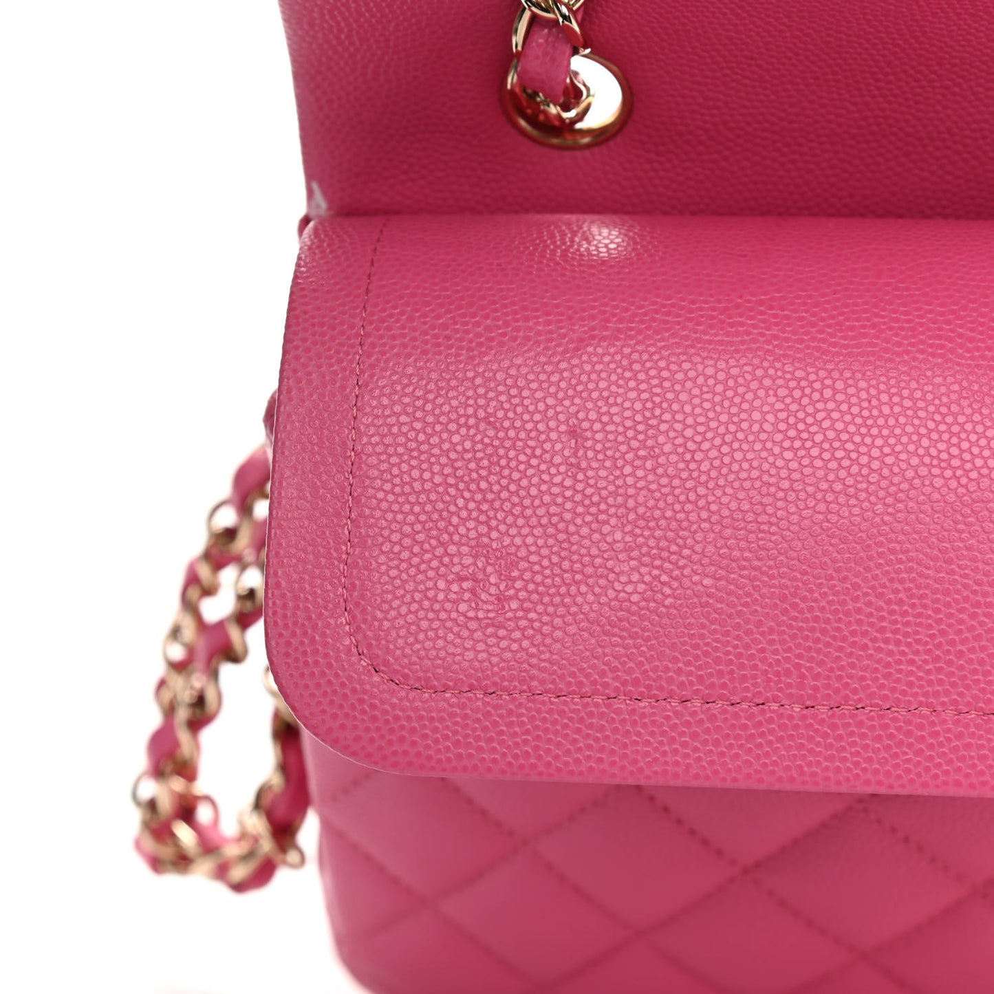 Caviar Quilted Medium Double Flap Pink