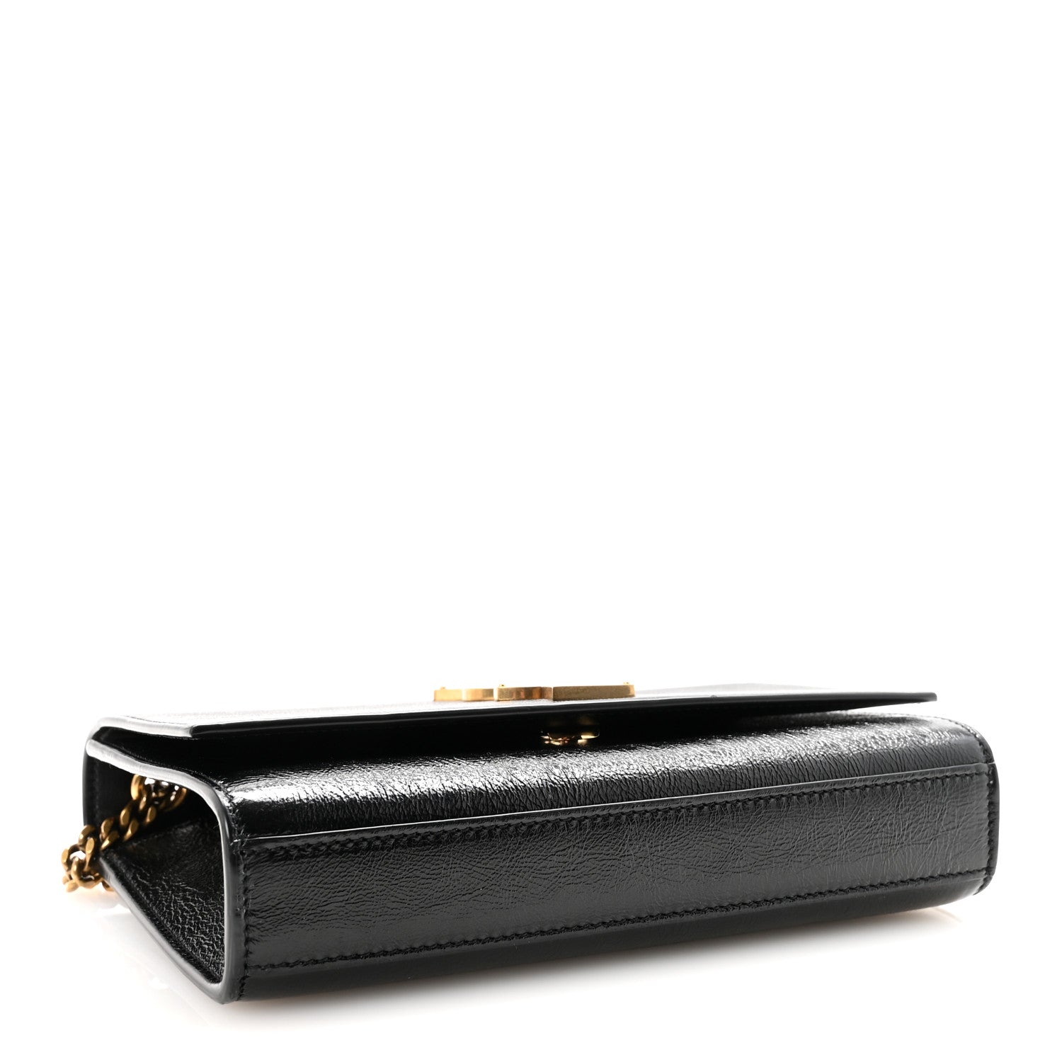 Saint Laurent Crinkled Calfskin Small Monogram Kate Satchel Black 4 of 9