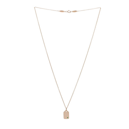 Tiffany 18K Rose Gold Tsavorite Tag Charm Pendant Necklace 3 of 4