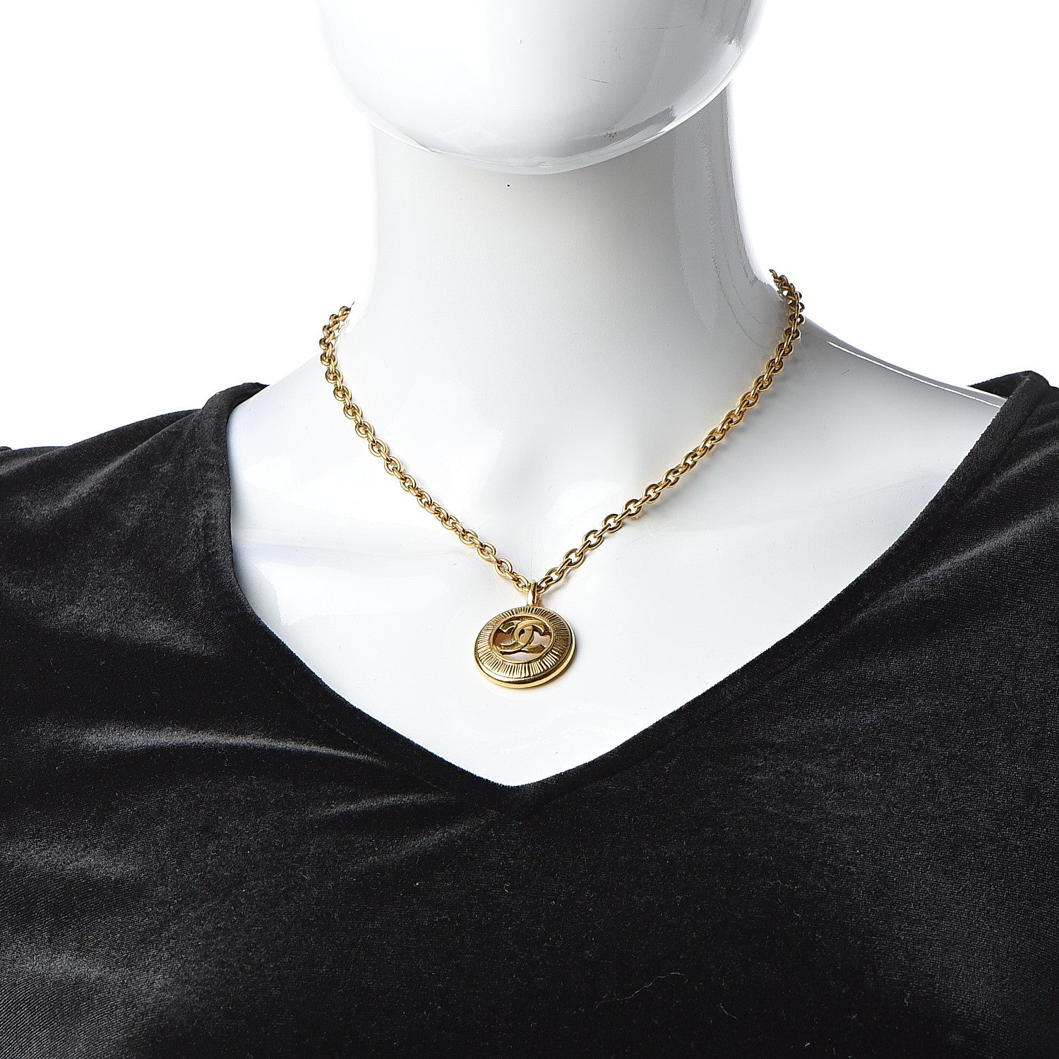 Chanel CC Medallion Chain Necklace Gold 2 of 5