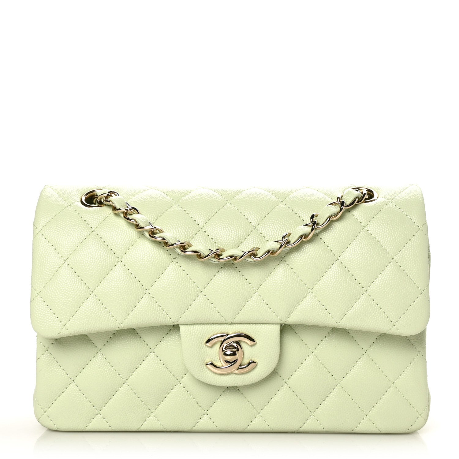 Chanel Caviar Quilted Small Double Flap Light Green 1 of 10