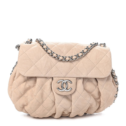 Chanel Washed Lambskin Quilted Medium Chain Around Flap Beige 1 of 9