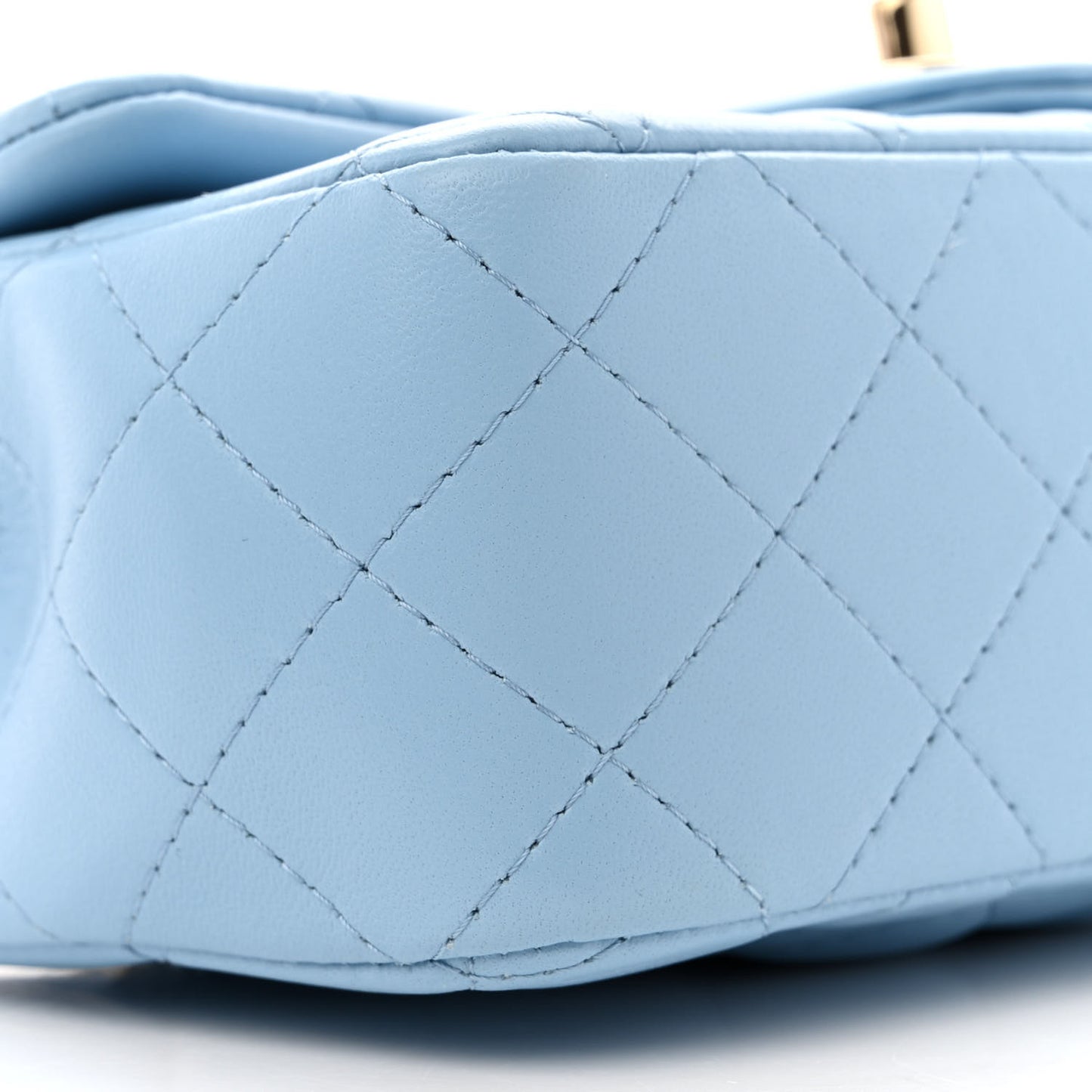 Lambskin Quilted Mini Rectangular Flap Light Blue