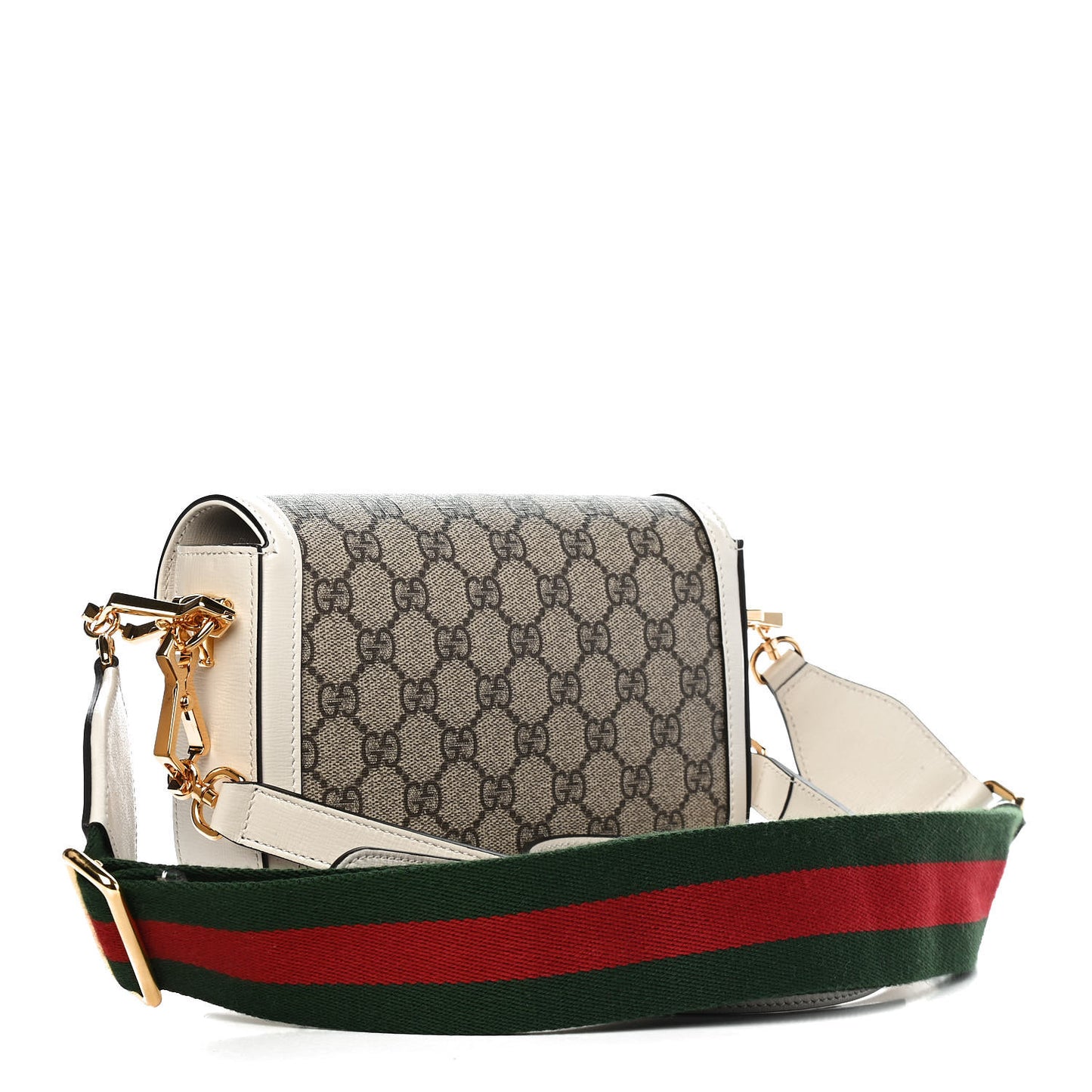 GG Supreme Monogram Web Mini Horsebit 1955 Shoulder Bag Beige Mystic White