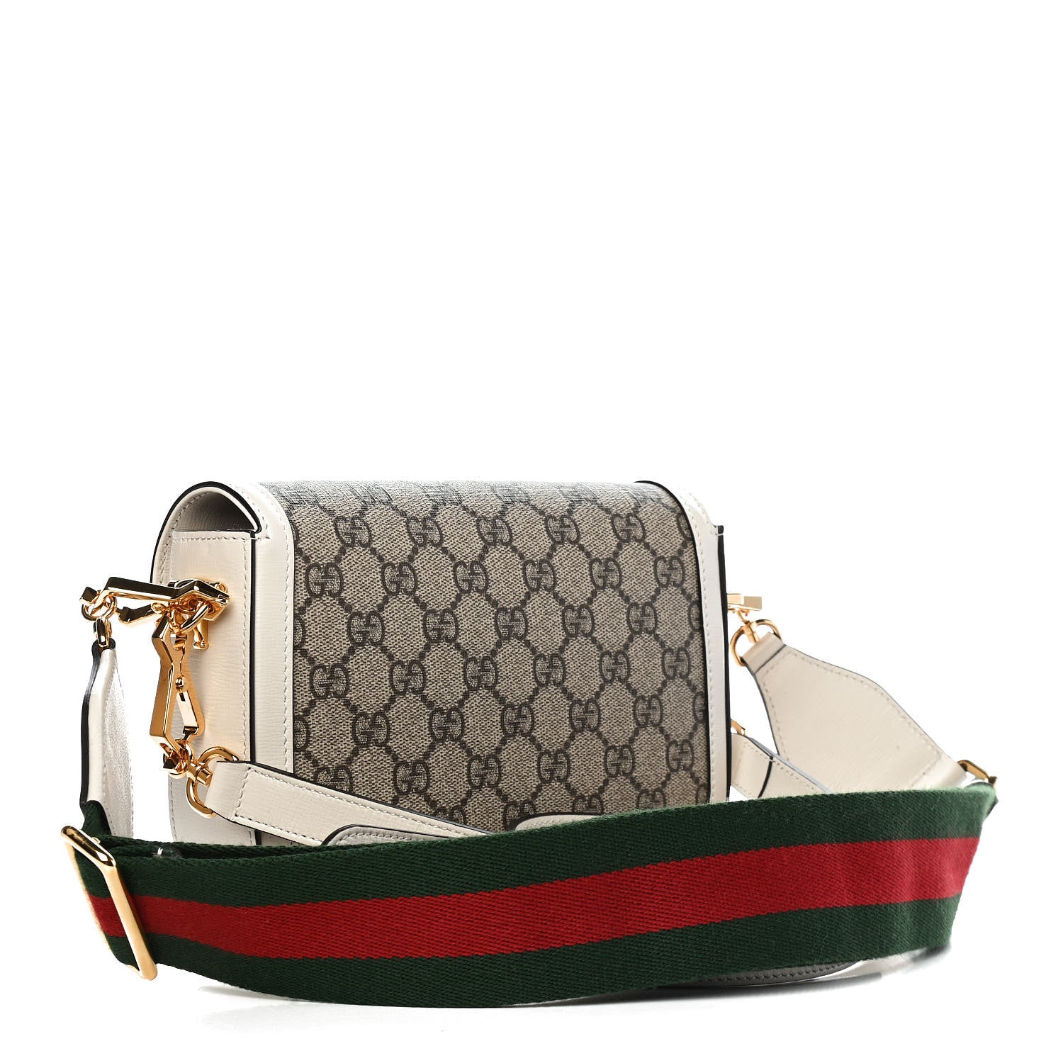 Gucci GG Supreme Monogram Web Mini Horsebit 1955 Shoulder Bag Beige Mystic White 2 of 8
