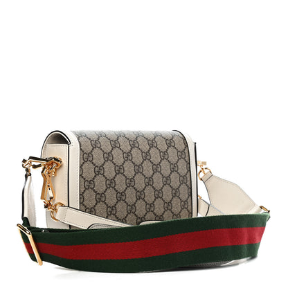 Gucci GG Supreme Monogram Web Mini Horsebit 1955 Shoulder Bag Beige Mystic White 2 of 8
